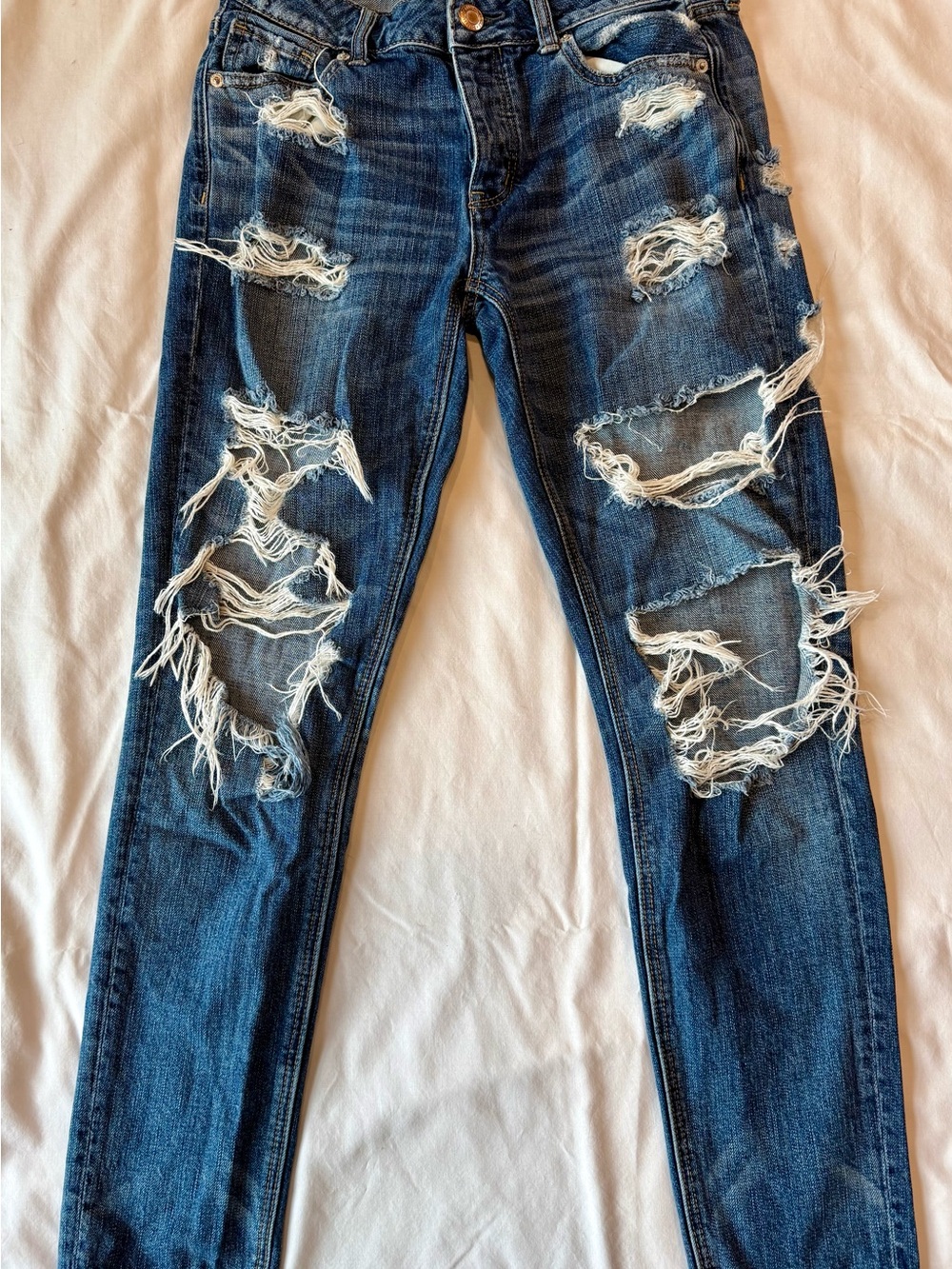 American Eagle Outfitters Dark Blue Ripped Skinny Jeans
